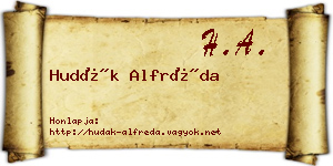 Hudák Alfréda névjegykártya